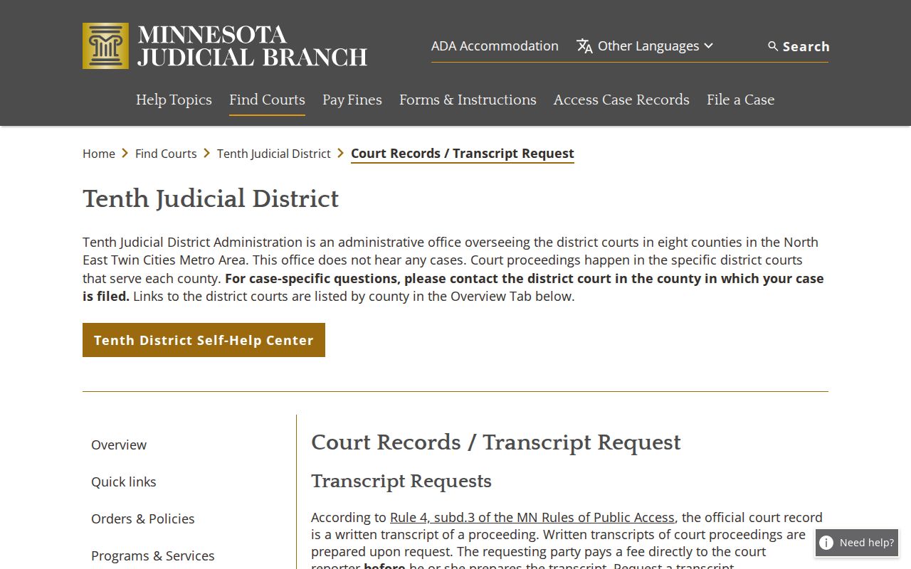 Court copy request instructions used to confirm a Pine County outstanding warrants match