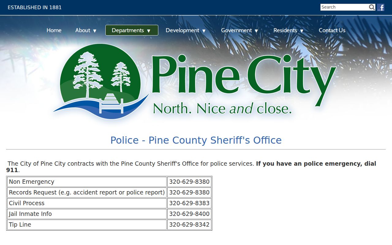 Pine City municipal warrant routing through the contracted Pine County Sheriff's Office