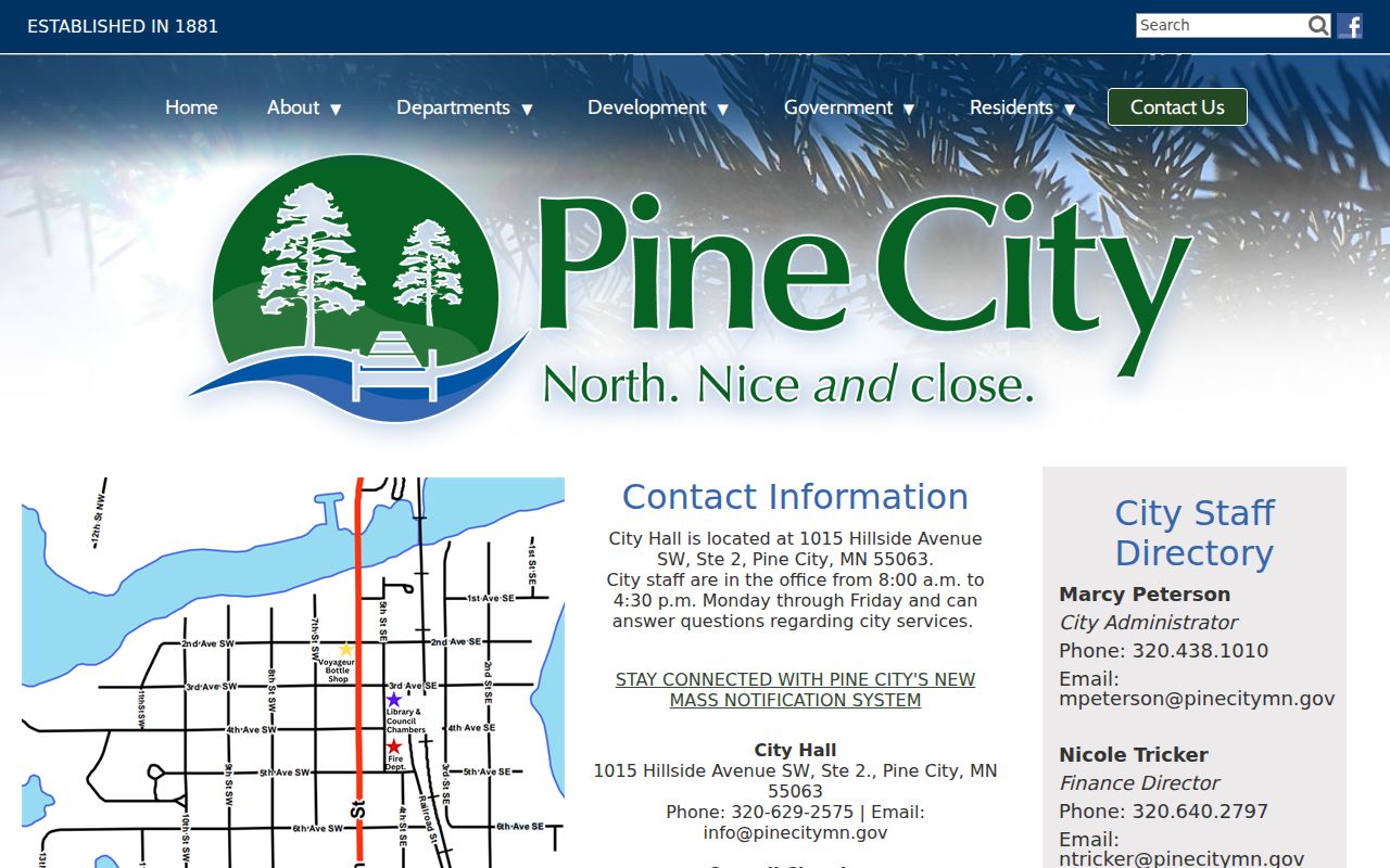 Pine City Hall information for Pine City warrant records questions