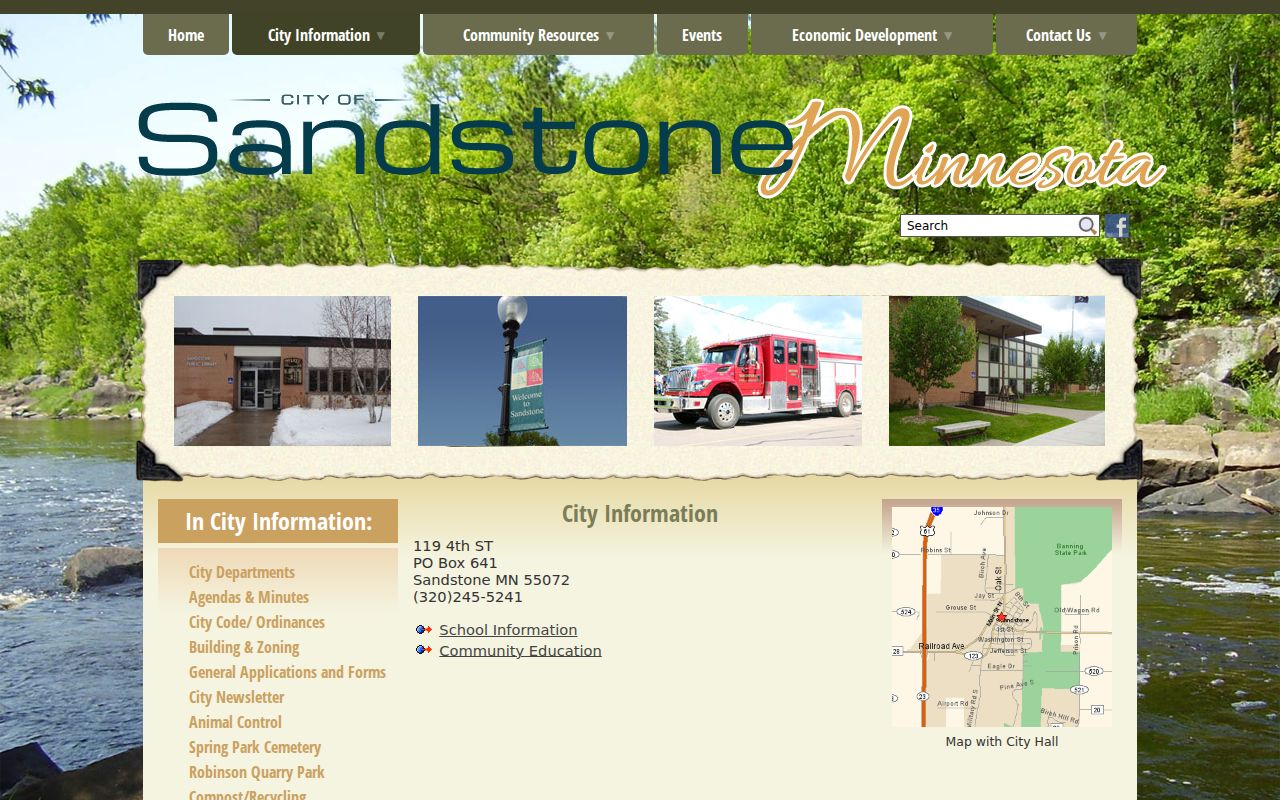 Sandstone City Hall where Sandstone warrant records questions are routed to the county