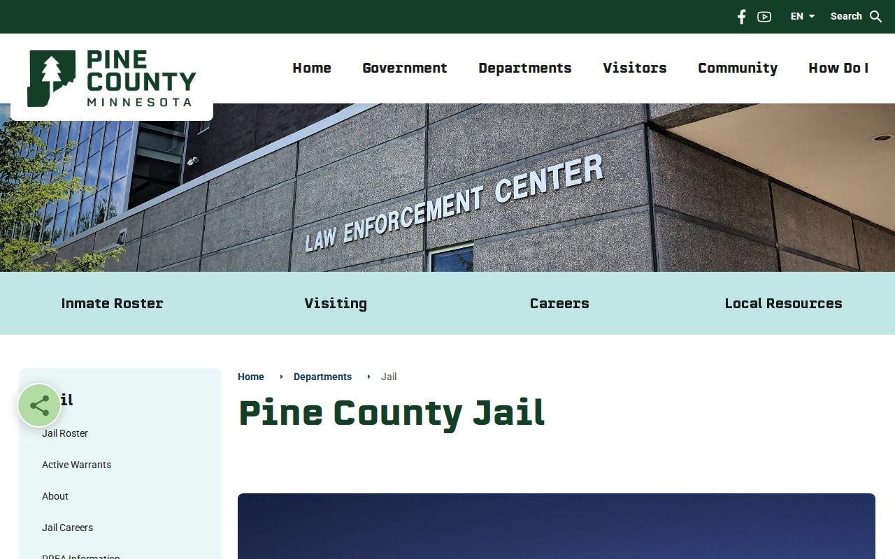 Pine County Jail contact page used for Pine County warrant records custody and bond questions